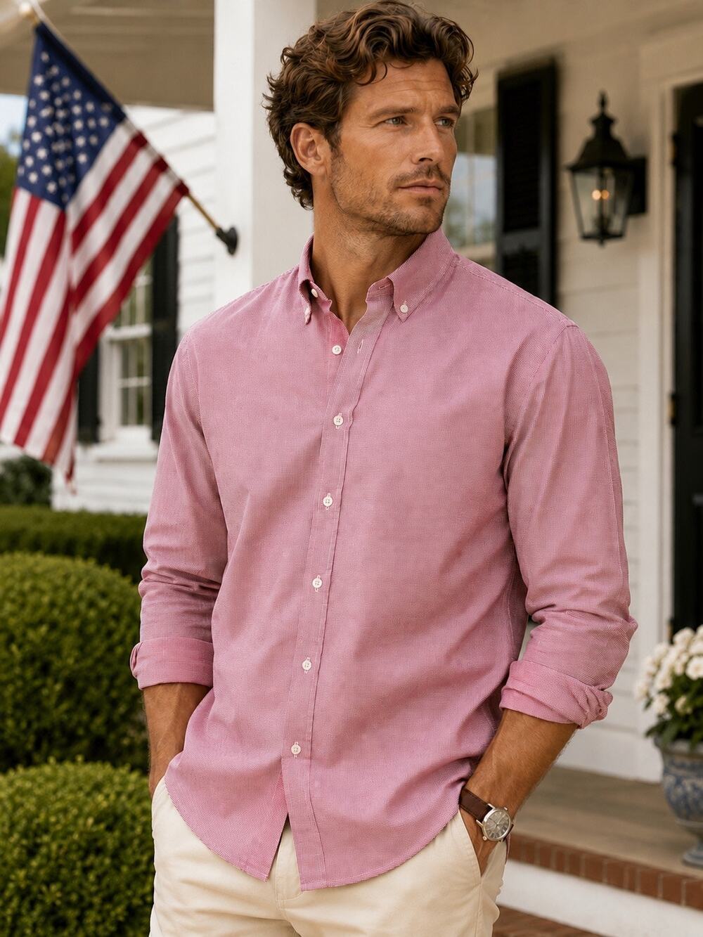 Tommy Hilfiger Classic Fit Button Down Shirt XL Red Check Cotton Preppy Casual